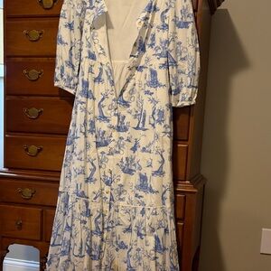 Meadows Blue and White Printed Women's Dress